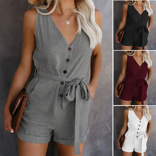 Women's Casual V-neck Jumpsuit